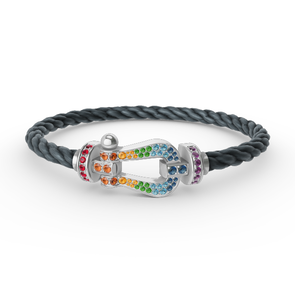 [Plus&Max]FORC LARGE HORSESHOE  COLORED DIAMOND BRACELET SILVER
