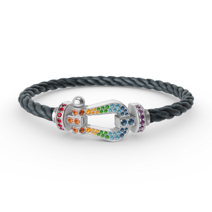 [Plus&Max]FORC LARGE HORSESHOE  COLORED DIAMOND BRACELET SILVER