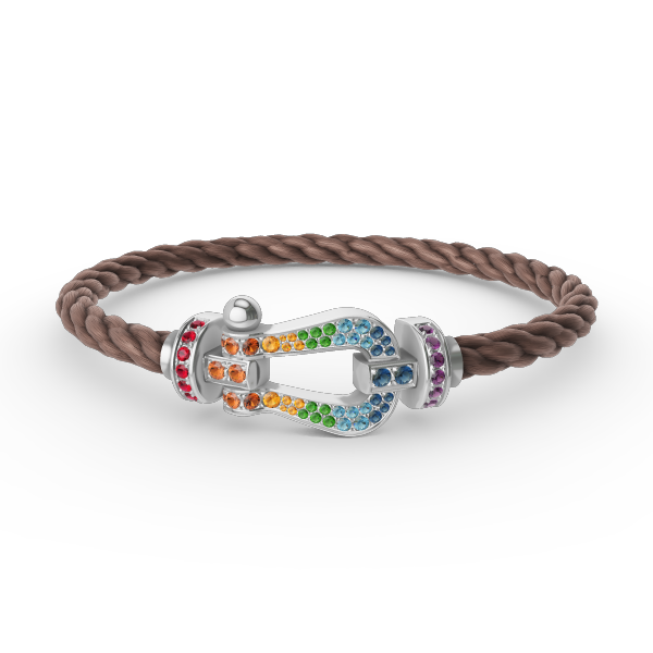 [Plus&Max]FORC LARGE HORSESHOE  COLORED DIAMOND BRACELET SILVER