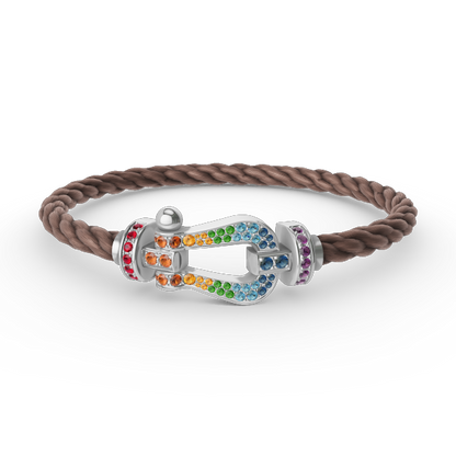 [Plus&Max]FORC LARGE HORSESHOE  COLORED DIAMOND BRACELET SILVER