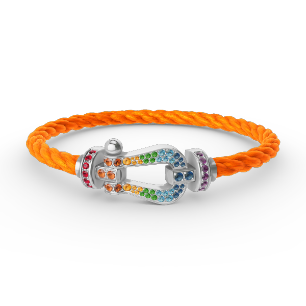 [Plus&Max]FORC LARGE HORSESHOE  COLORED DIAMOND BRACELET SILVER