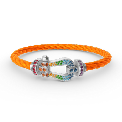 [Plus&Max]FORC LARGE HORSESHOE  COLORED DIAMOND BRACELET SILVER
