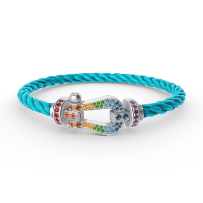 [Plus&Max]FORC LARGE HORSESHOE  COLORED DIAMOND BRACELET SILVER