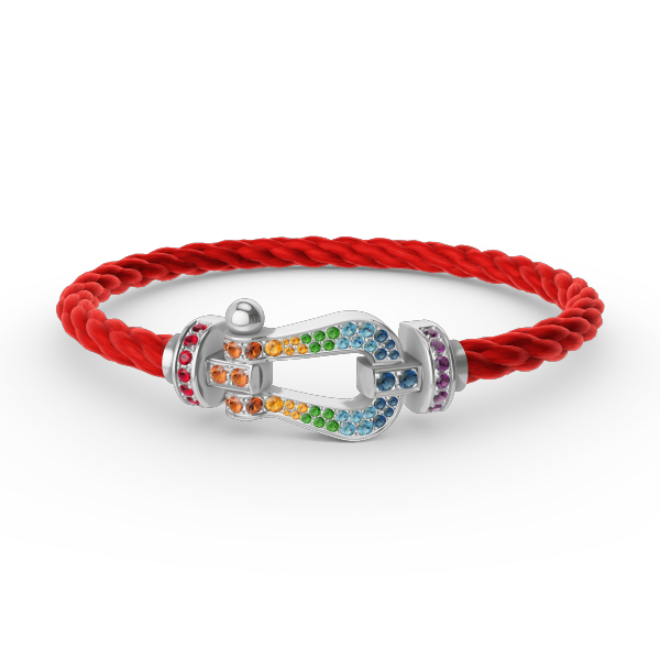 [Plus&Max]FORC LARGE HORSESHOE  COLORED DIAMOND BRACELET SILVER