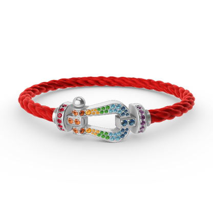 [Plus&Max]FORC LARGE HORSESHOE  COLORED DIAMOND BRACELET SILVER