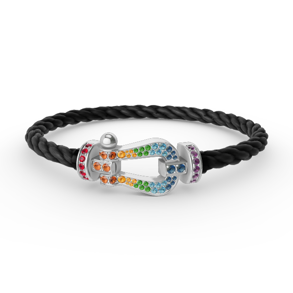 [Plus&Max]FORC LARGE HORSESHOE  COLORED DIAMOND BRACELET SILVER