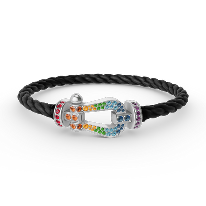 [Plus&Max]FORC LARGE HORSESHOE  COLORED DIAMOND BRACELET SILVER
