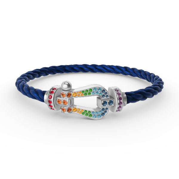 [Plus&Max]FORC LARGE HORSESHOE  COLORED DIAMOND BRACELET SILVER