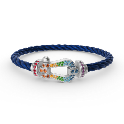 [Plus&Max]FORC LARGE HORSESHOE  COLORED DIAMOND BRACELET SILVER