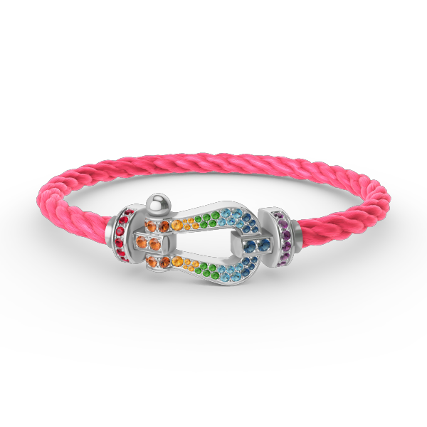 [Plus&Max]FORC LARGE HORSESHOE  COLORED DIAMOND BRACELET SILVER