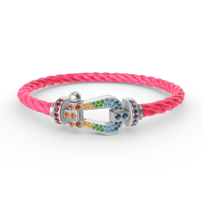 [Plus&Max]FORC LARGE HORSESHOE  COLORED DIAMOND BRACELET SILVER