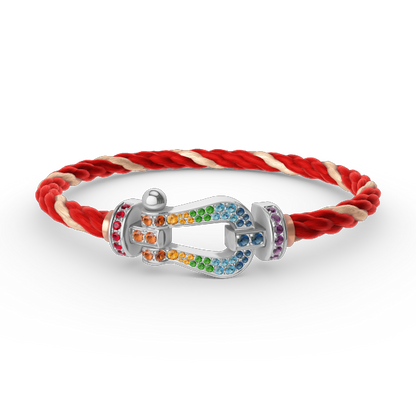 [Plus&Max]FORC LARGE HORSESHOE  COLORED DIAMOND BRACELET SILVER