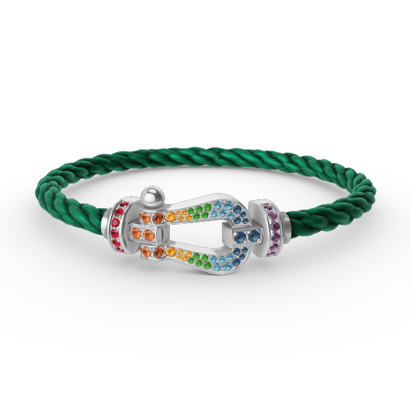 [Plus&Max]FORC LARGE HORSESHOE  COLORED DIAMOND BRACELET SILVER