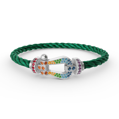 [Plus&Max]FORC LARGE HORSESHOE  COLORED DIAMOND BRACELET SILVER