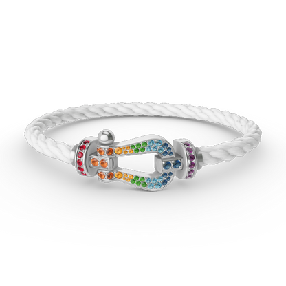[Plus&Max]FORC LARGE HORSESHOE  COLORED DIAMOND BRACELET SILVER