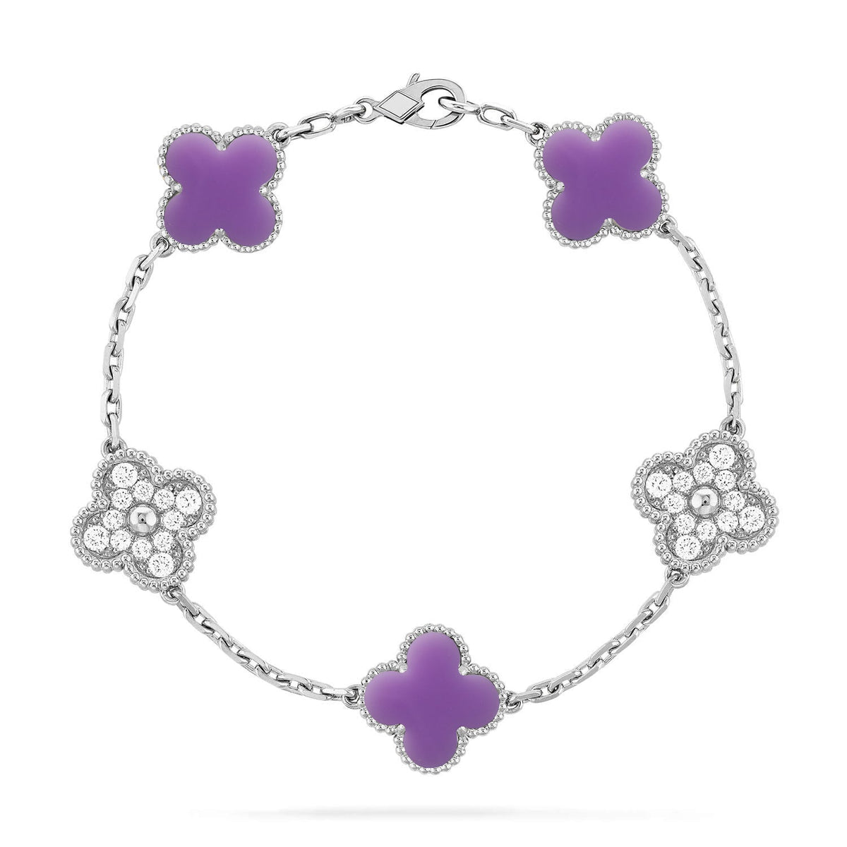 [Plus&Max]LUCKY CLOVER 5-MOTIF BRACELET - LAVENDER COLLECTION