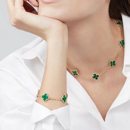 [Plus&Max]CLOVER 10 MOTIFS MALACHITE NECKLACE
