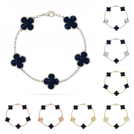 [Plus&Max]LUCKY CLOVER 5-MOTIF BRACELET - PIETERSITE COLLECTION