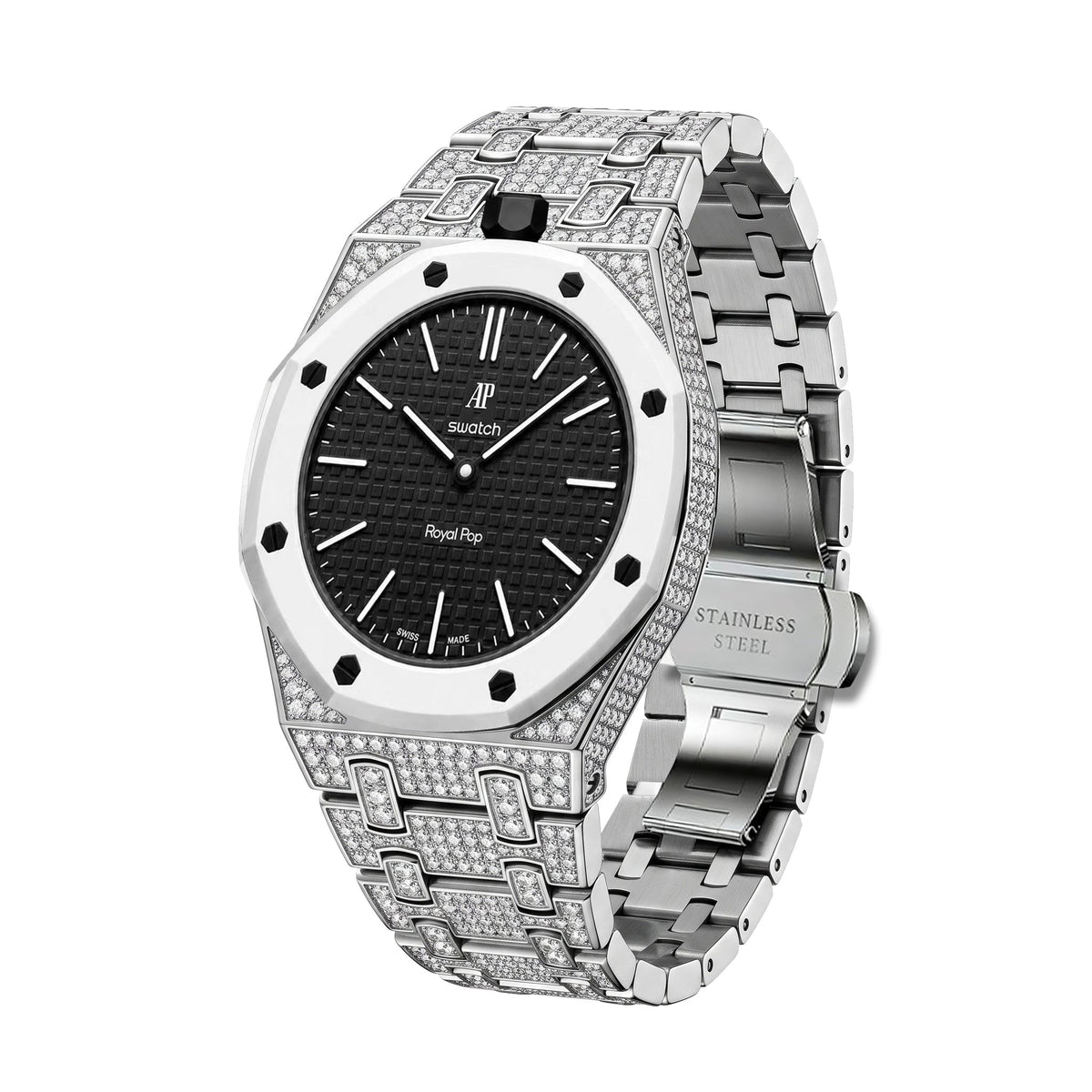 [Plus&Max]Royal Oak Pop Exclusive Bioceramic Case & Bioceramic Strap Full Diamond