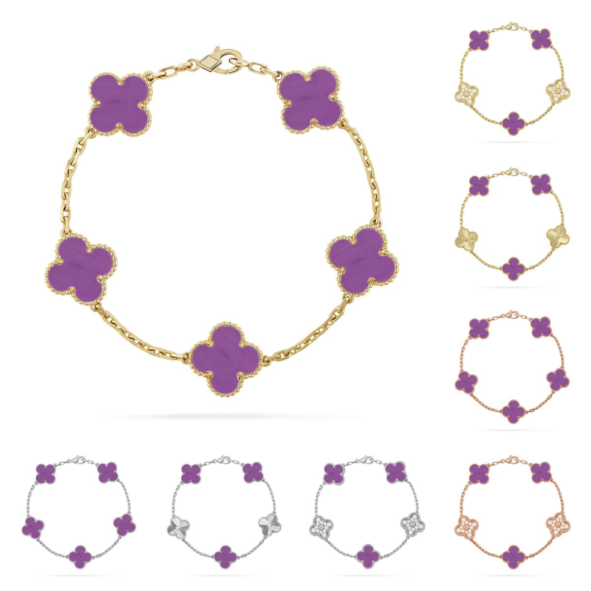 [Plus&Max]LUCKY CLOVER 5-MOTIF BRACELET - VIOLET COLLECTION