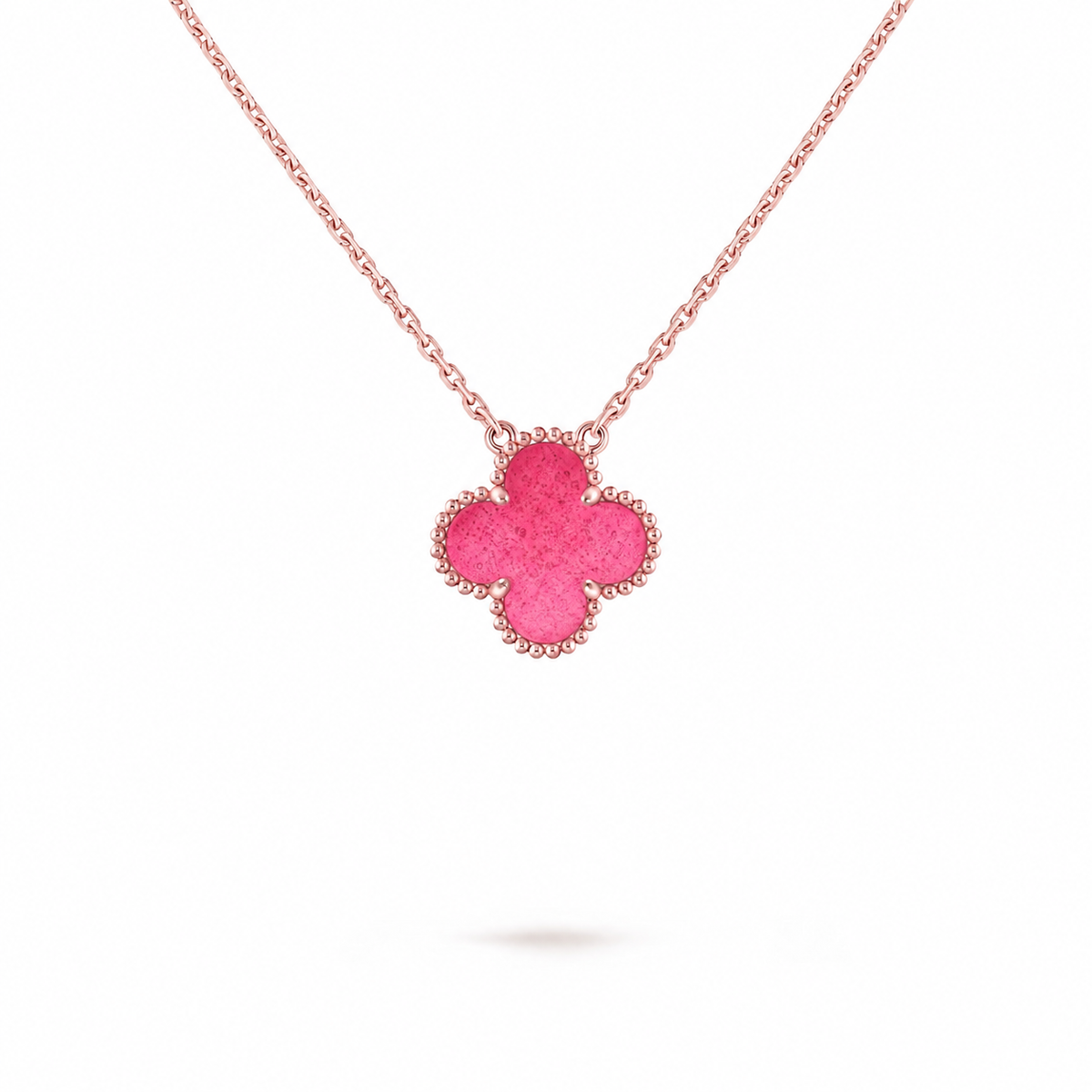 [Plus&Max] NEW CLOVER 15MM PINK ENAMEL NECKLACE