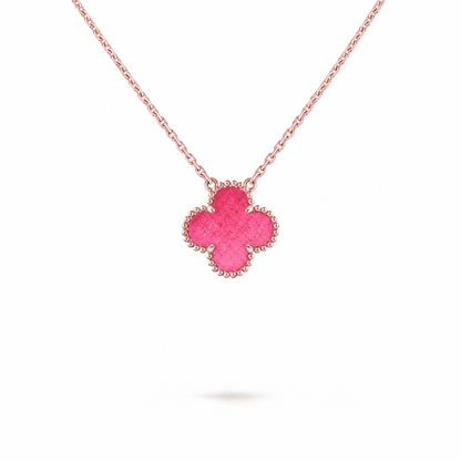 [Plus&Max] NEW CLOVER 15MM PINK ENAMEL NECKLACE