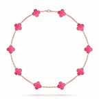 [Plus&Max]NEW CLOVER 10 MOTIFS PINK ENAMEL NECKLACE