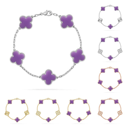 [Plus&Max]LUCKY CLOVER 5-MOTIF BRACELET - LAVENDER COLLECTION