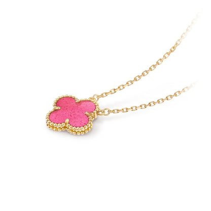 [Plus&Max] NEW CLOVER 15MM PINK ENAMEL NECKLACE