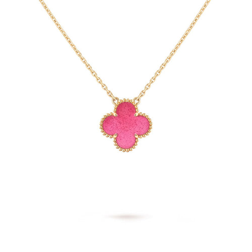 [Plus&Max] NEW CLOVER 15MM PINK ENAMEL NECKLACE