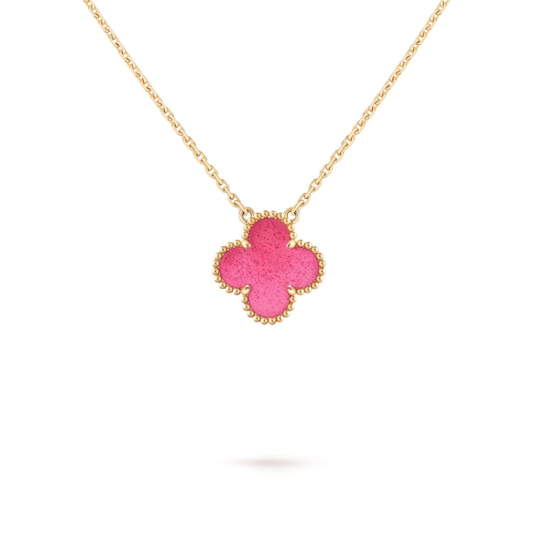 [Plus&Max] NEW CLOVER 15MM PINK ENAMEL NECKLACE