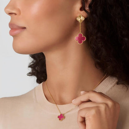 [Plus&Max] NEW CLOVER 15MM PINK ENAMEL NECKLACE