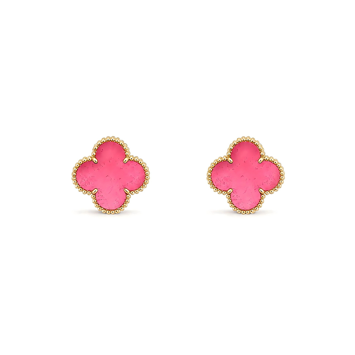 [Plus&Max]NEW CLOVER 15MM PINK ENAMEL STUD EARRINGS