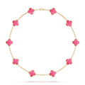 [Plus&Max]NEW CLOVER 10 MOTIFS PINK ENAMEL NECKLACE