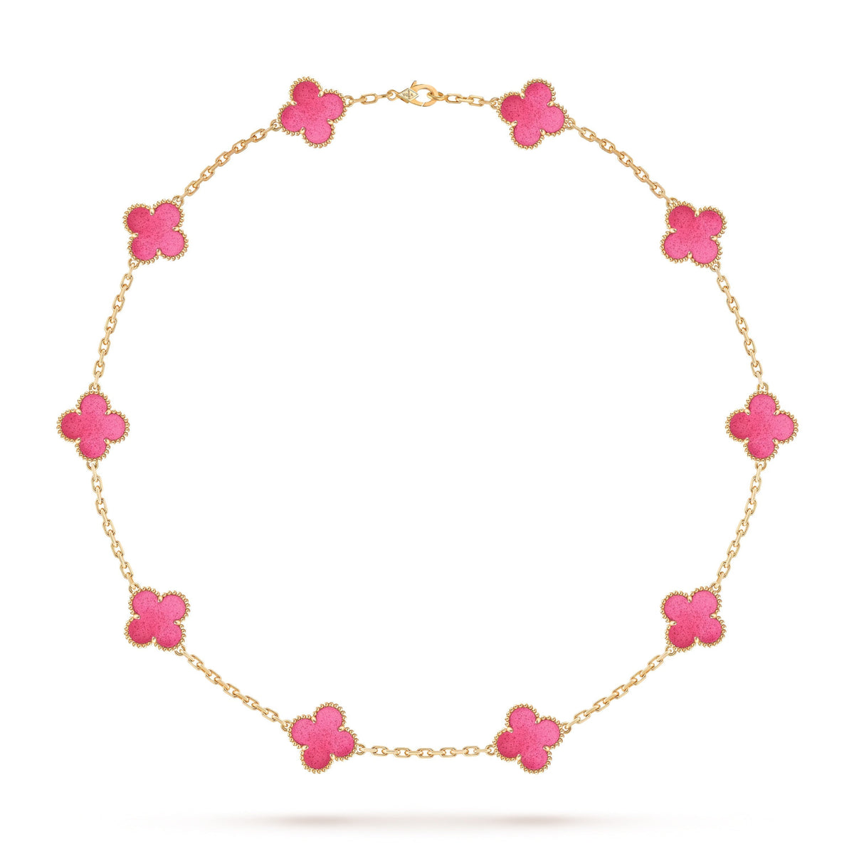 [Plus&Max]NEW CLOVER 10 MOTIFS PINK ENAMEL NECKLACE