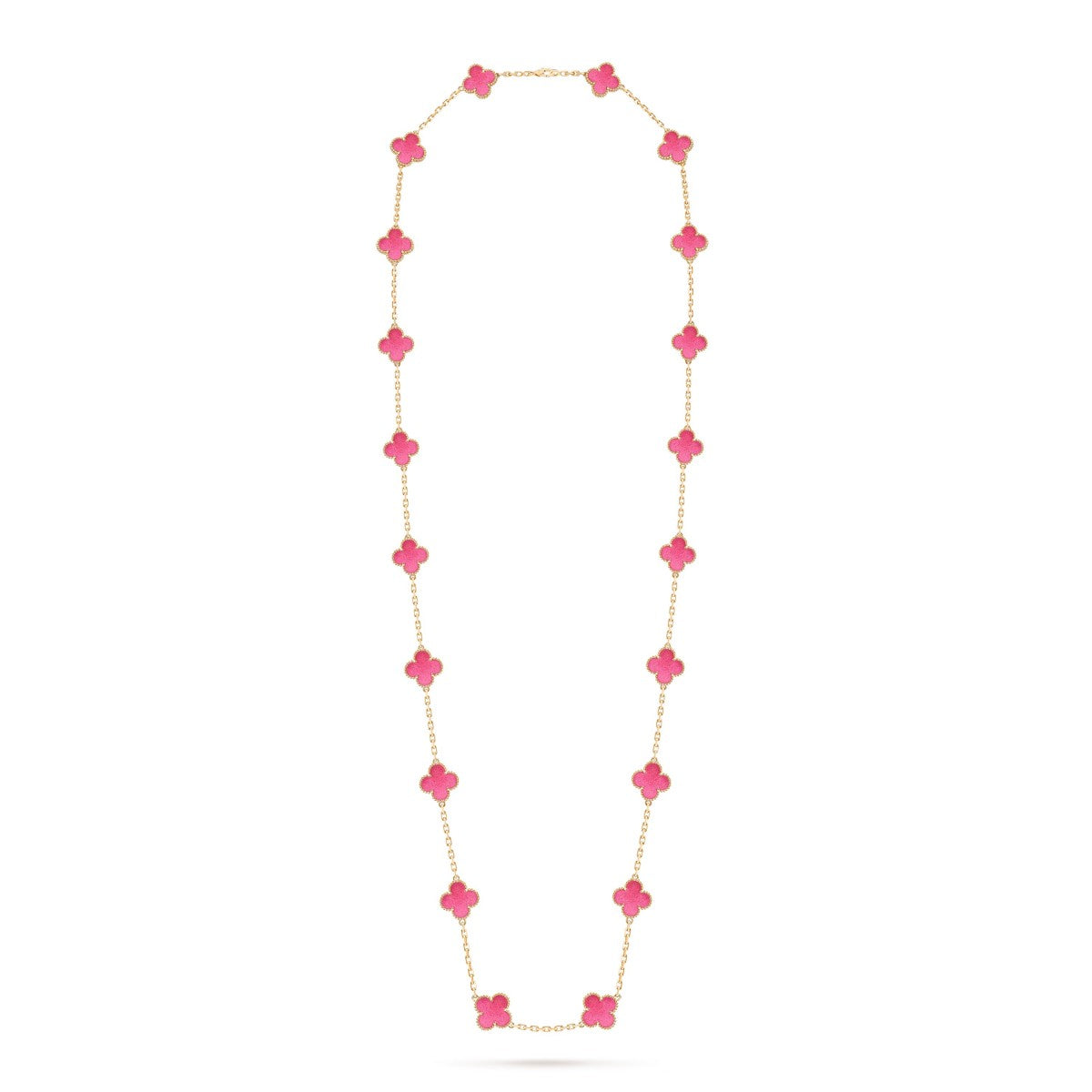 [Plus&Max] NEW CLOVER 20 MOTIFS PINK ENAMEL NECKLACE