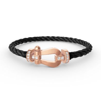 [Plus&Max]FORCE LARGE HORSESHOE HALF DIAMOND BRACELET ROSE GOLD