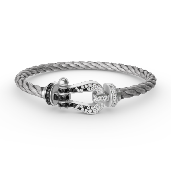 [Plus&Max]FORCE LARGE HORSESHOE BLACK WHITE DIAMOND BRACELET SILVER