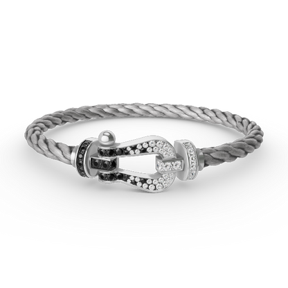 [Plus&Max]FORCE LARGE HORSESHOE BLACK WHITE DIAMOND BRACELET SILVER