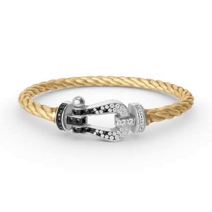 [Plus&Max]FORCE LARGE HORSESHOE BLACK WHITE DIAMOND BRACELET SILVER