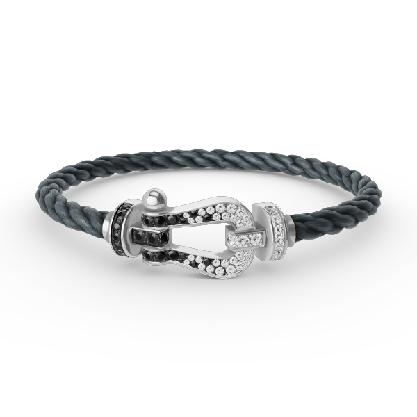 [Plus&Max]FORCE LARGE HORSESHOE BLACK WHITE DIAMOND BRACELET SILVER