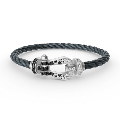 [Plus&Max]FORCE LARGE HORSESHOE BLACK WHITE DIAMOND BRACELET SILVER
