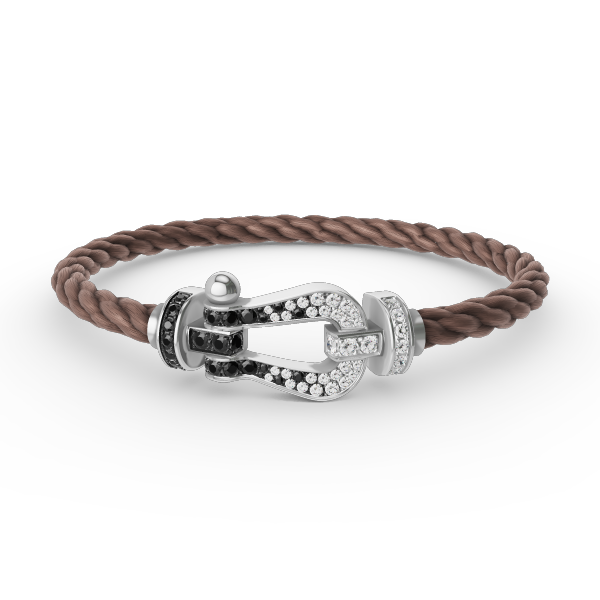 [Plus&Max]FORCE LARGE HORSESHOE BLACK WHITE DIAMOND BRACELET SILVER