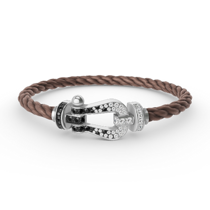 [Plus&Max]FORCE LARGE HORSESHOE BLACK WHITE DIAMOND BRACELET SILVER