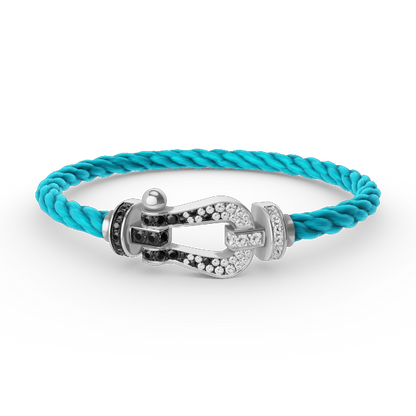 [Plus&Max]FORCE LARGE HORSESHOE BLACK WHITE DIAMOND BRACELET SILVER