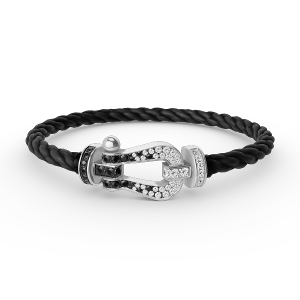 [Plus&Max]FORCE LARGE HORSESHOE BLACK WHITE DIAMOND BRACELET SILVER