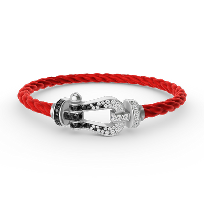[Plus&Max]FORCE LARGE HORSESHOE BLACK WHITE DIAMOND BRACELET SILVER
