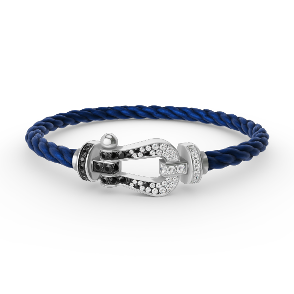 [Plus&Max]FORCE LARGE HORSESHOE BLACK WHITE DIAMOND BRACELET SILVER