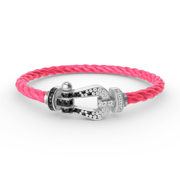 [Plus&Max]FORCE LARGE HORSESHOE BLACK WHITE DIAMOND BRACELET SILVER