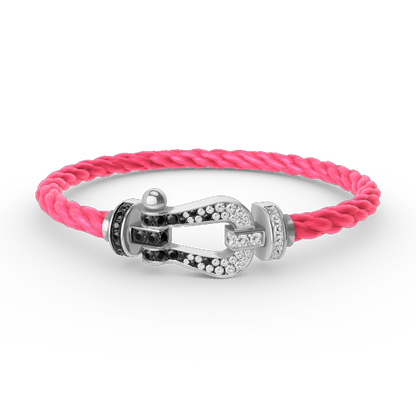 [Plus&Max]FORCE LARGE HORSESHOE BLACK WHITE DIAMOND BRACELET SILVER